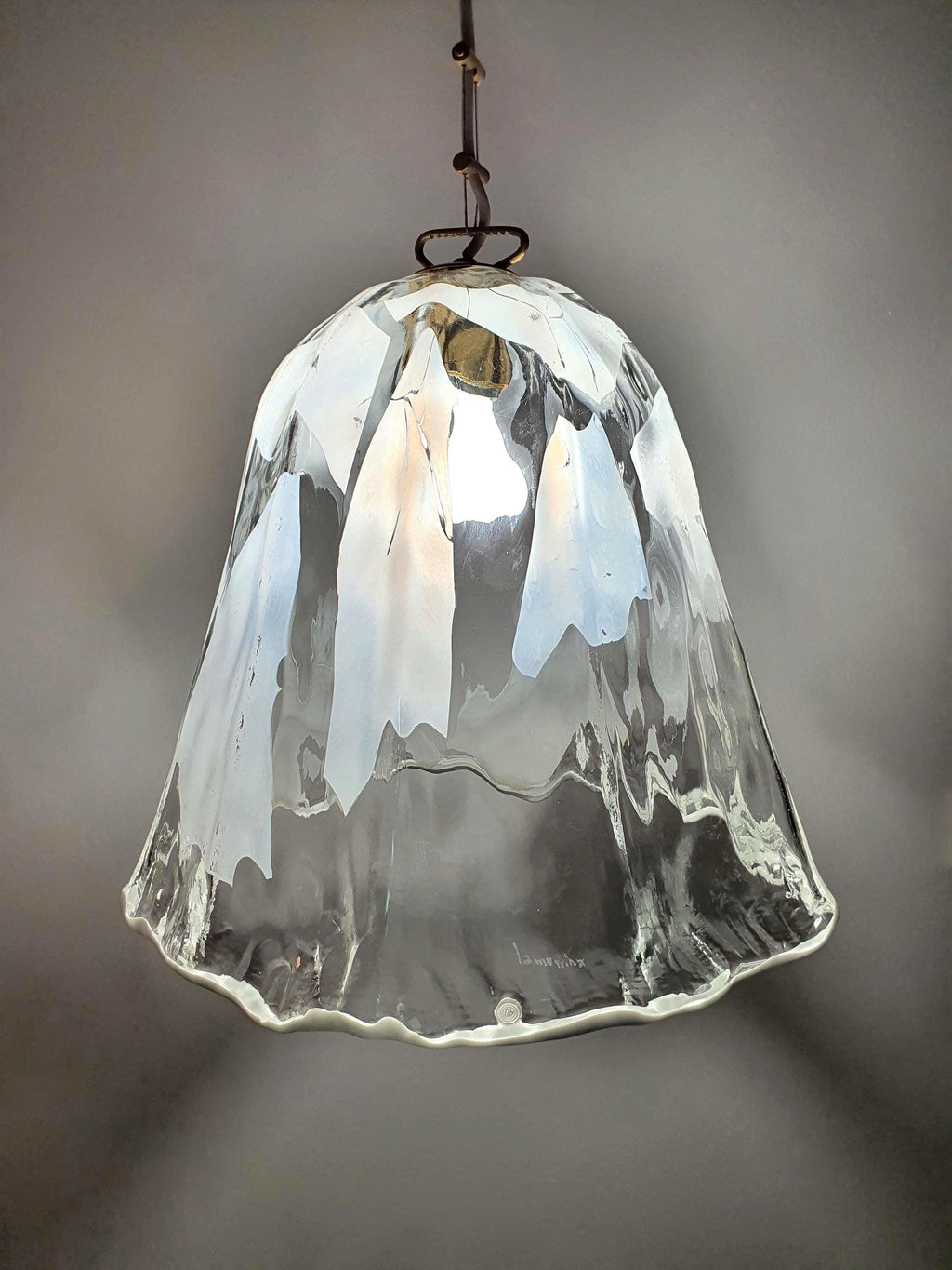 Vintage La Murrina Murano Glass Bell Pendant Light: Italian Floral Lighting