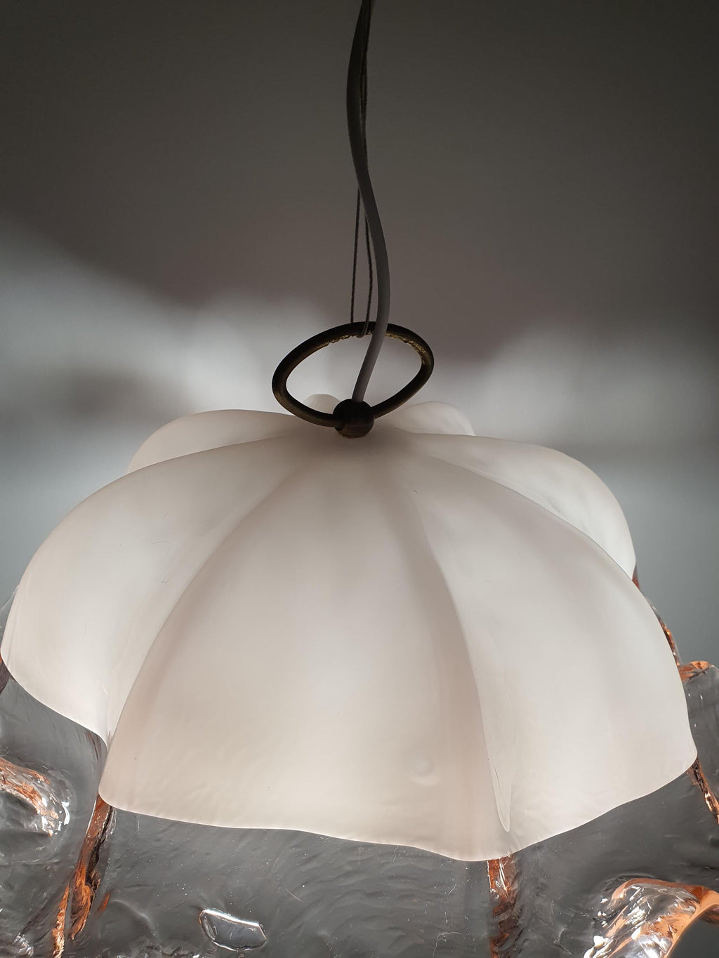 La Murrina Pink Tulip Pendant Light | Vintage Murano Glass Floral Lamp | Italian Mid-Century Lighting
