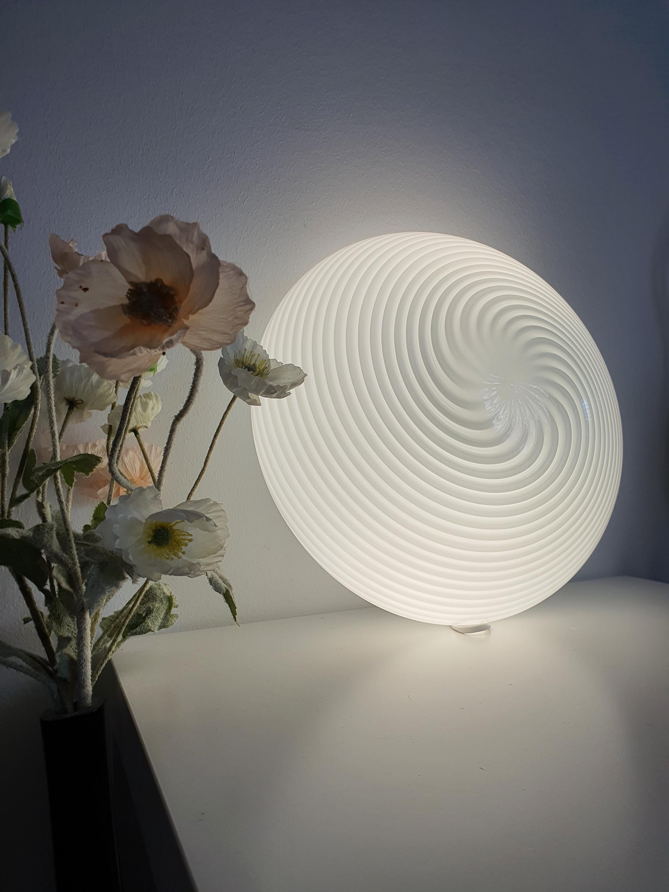 Vintage Murano Glass Swirl Flush Mount Light: Retro Italian Ceiling Lamp