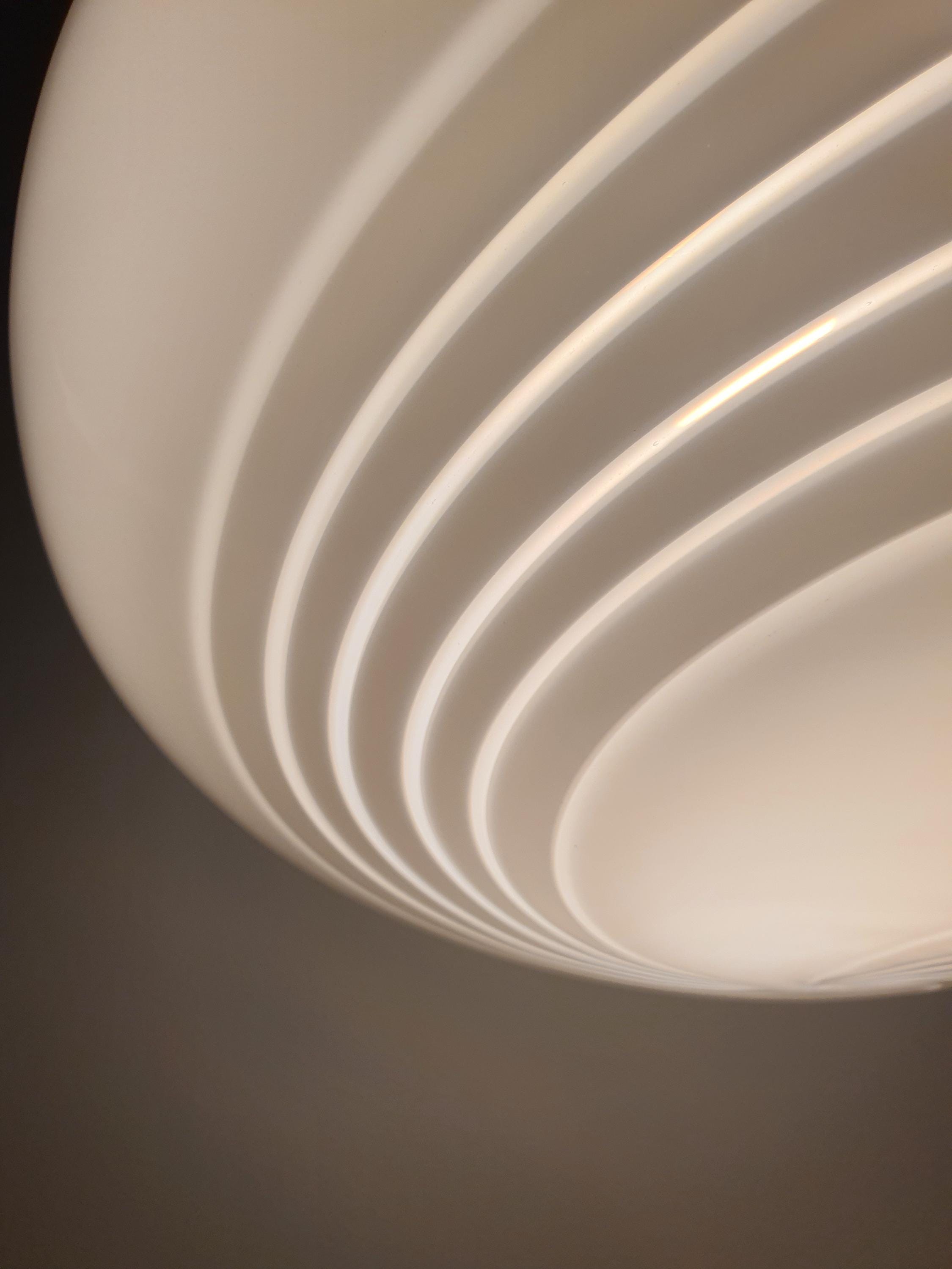 Murano Glass White Swirl Globe Pendant Light Scandinavian Minimalist