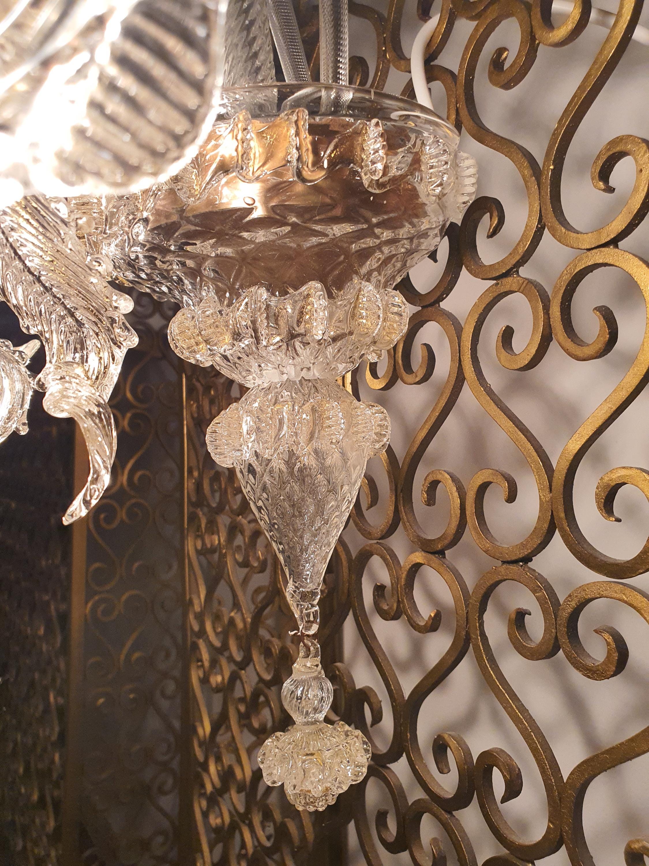 Vintage Murano Glass Wall Sconce: Golden Tulip Hollywood Regency Lighting