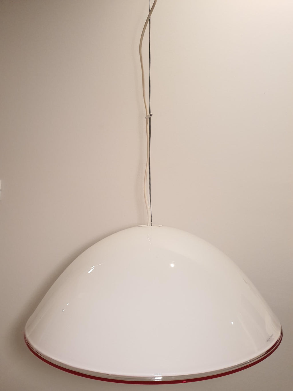 De Majo Vintage Murano Glass Pendant Light: Red Edge Bell Chandelier