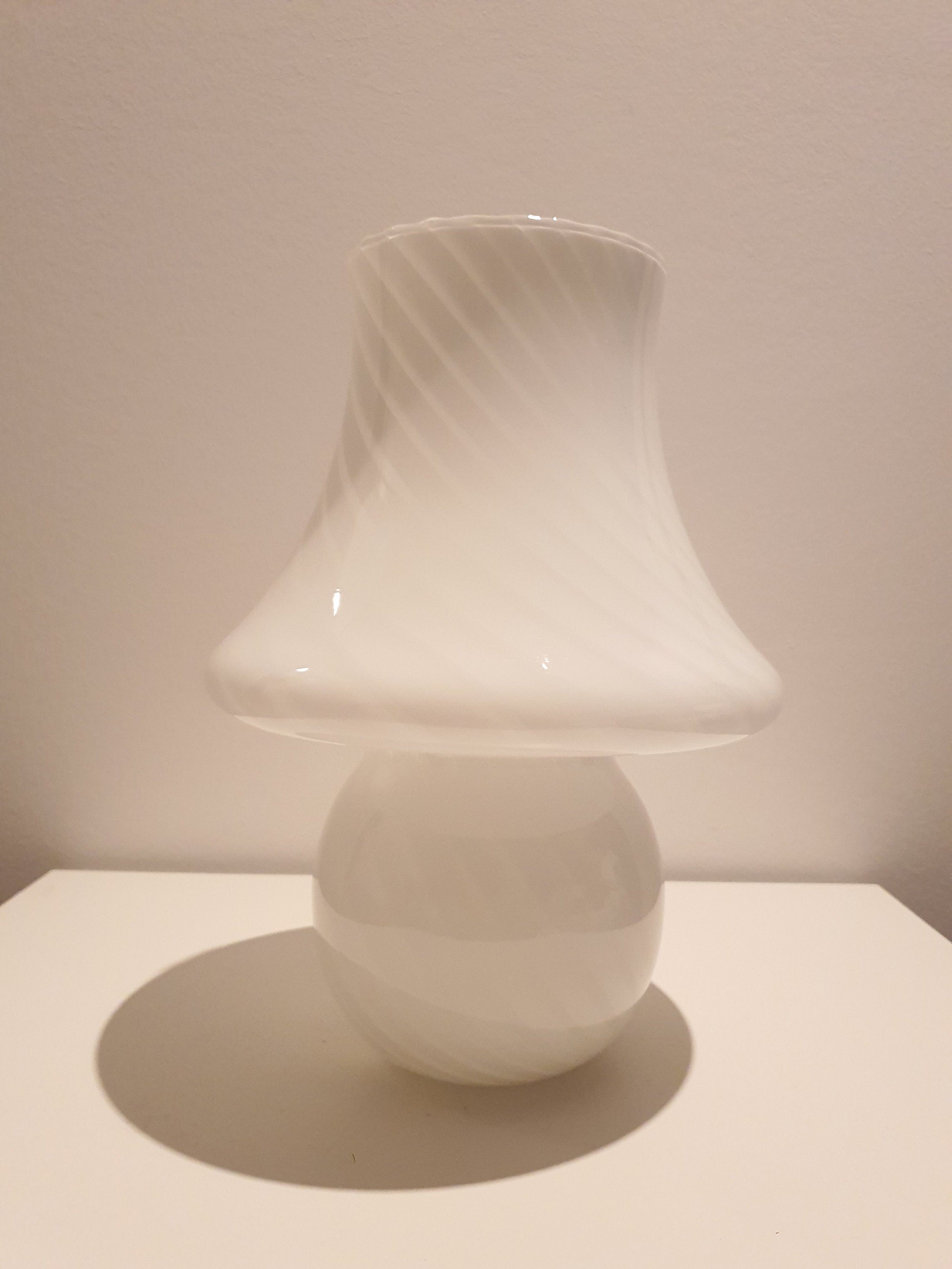 XL White Swirl Murano Glass Mushroom Lamp - 1970s Mid-Century Modern