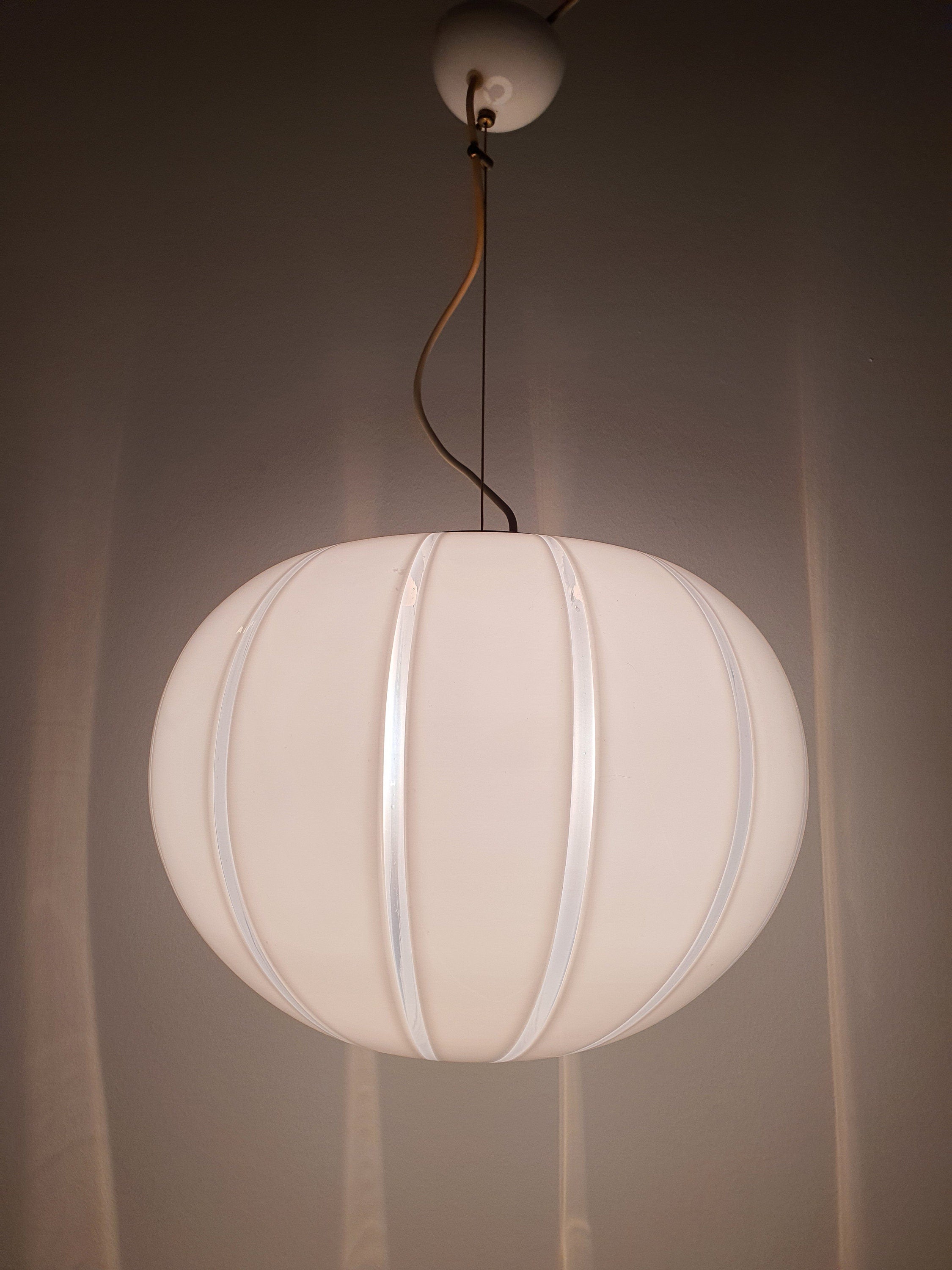 Vintage Murano Glass Swirl Pendant Lamp: Italian MCM Lighting