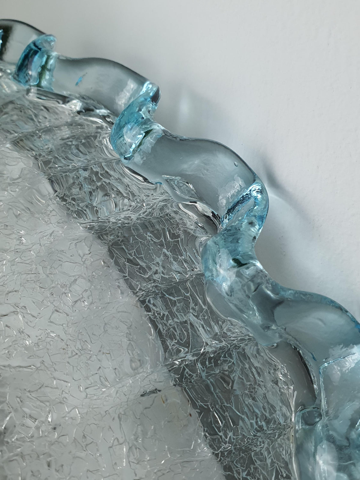 Light blue border on a vintage Murano glass flush mount shade
