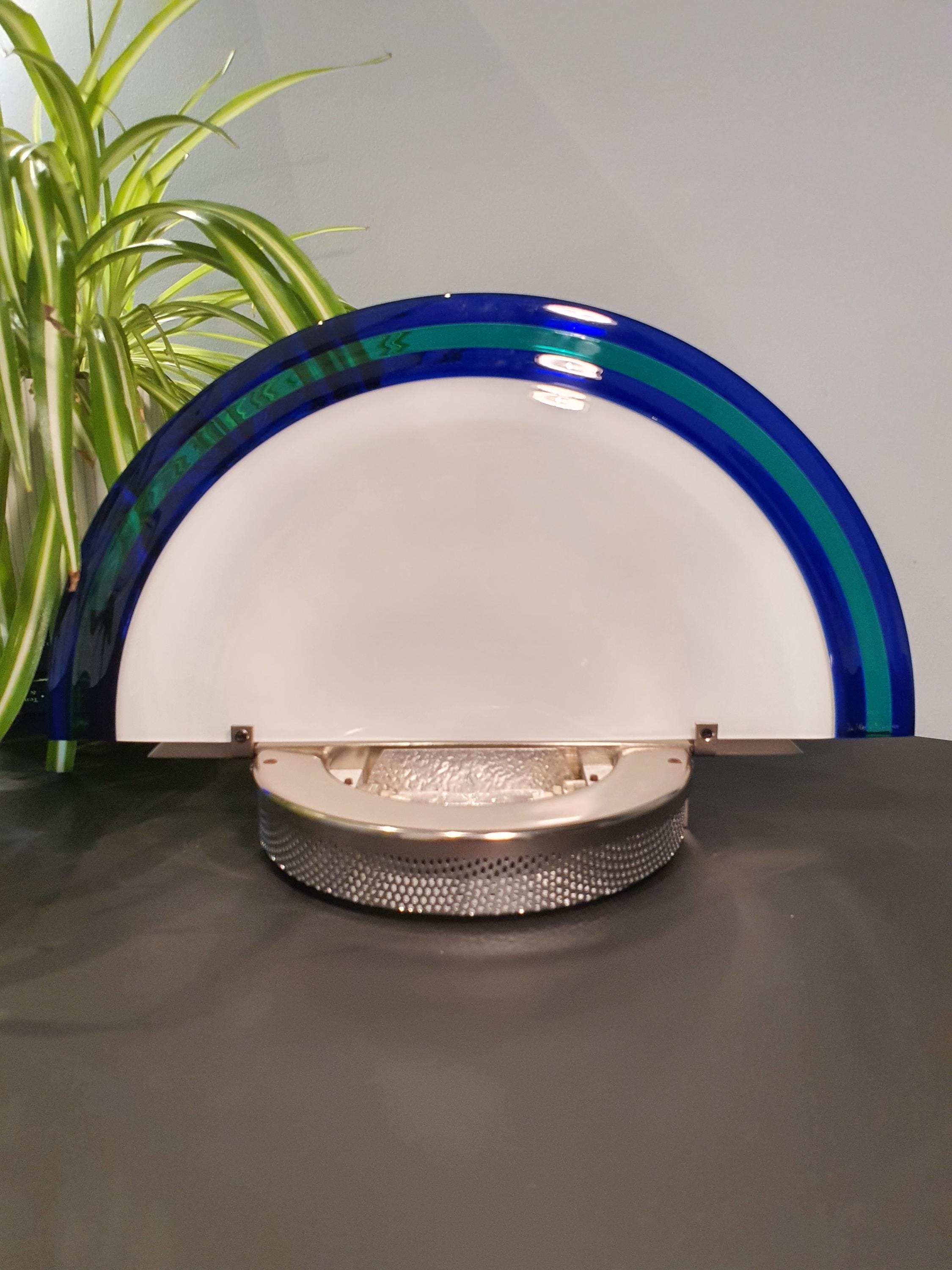 De Majo Murano Glass Sconce: Art Deco Half-Moon Wall Light