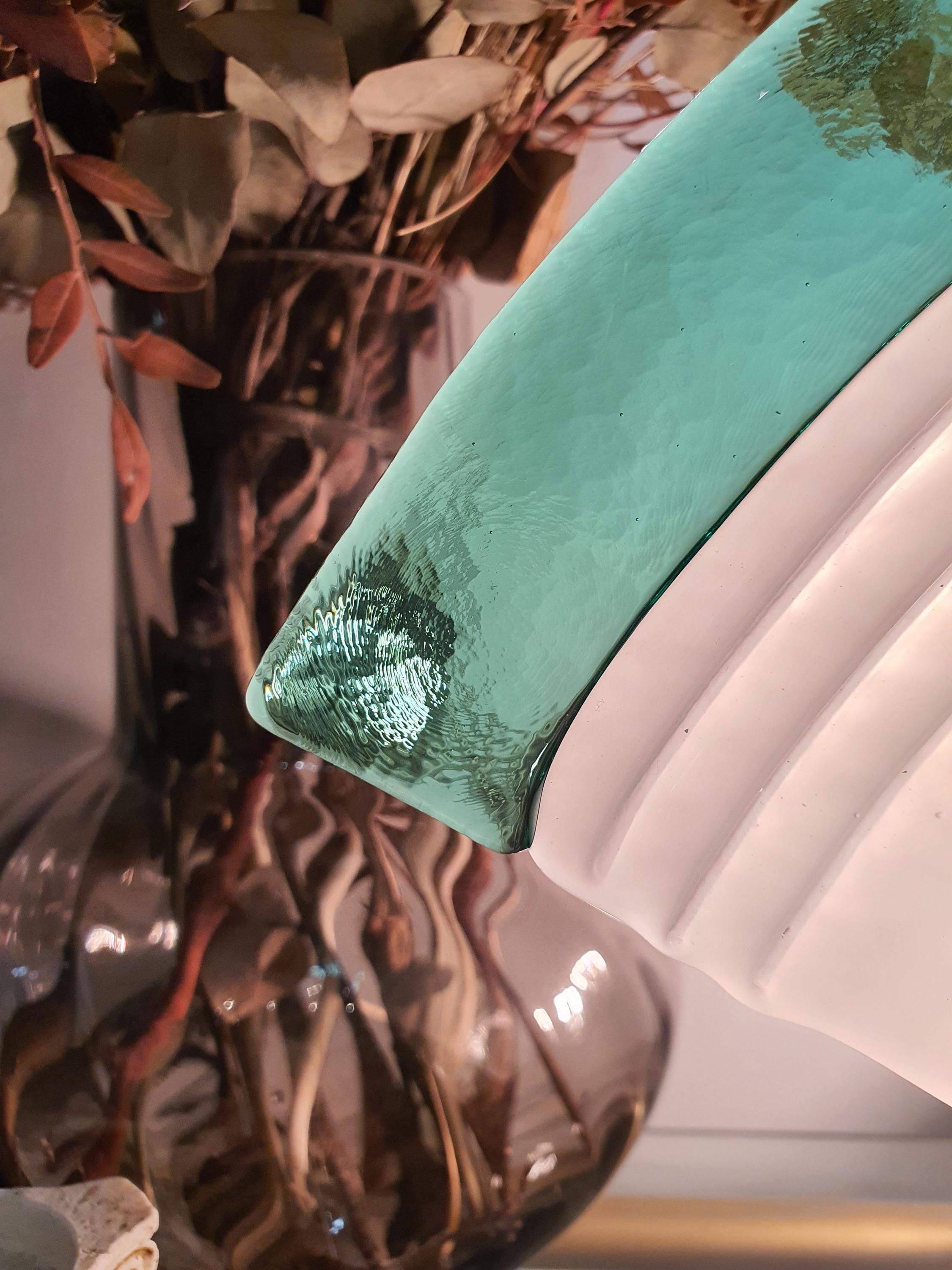 Vintage Murano Glass Triangle Lamp: Green & Blue MCM Decor