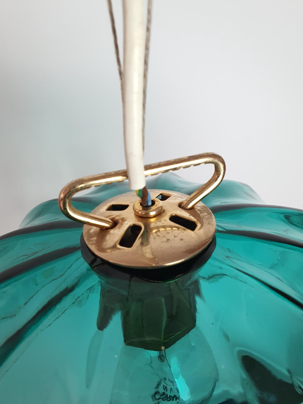 Vintage Murano Glass Tulip Pendant Light: Emerald Green La Murrina