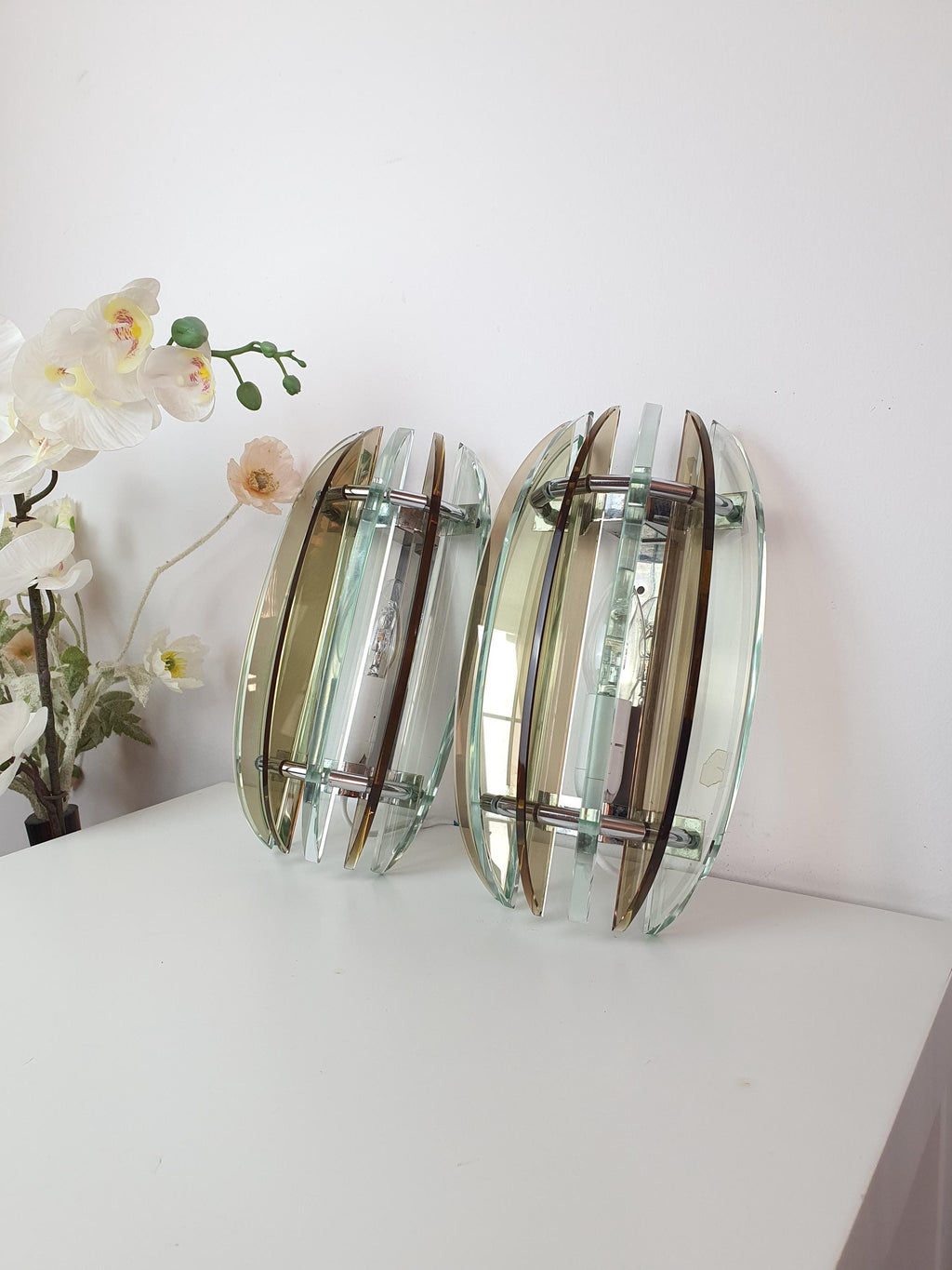 Veca UFO Glass Wall Sconces: Mid-Century Modern Italian Lighting