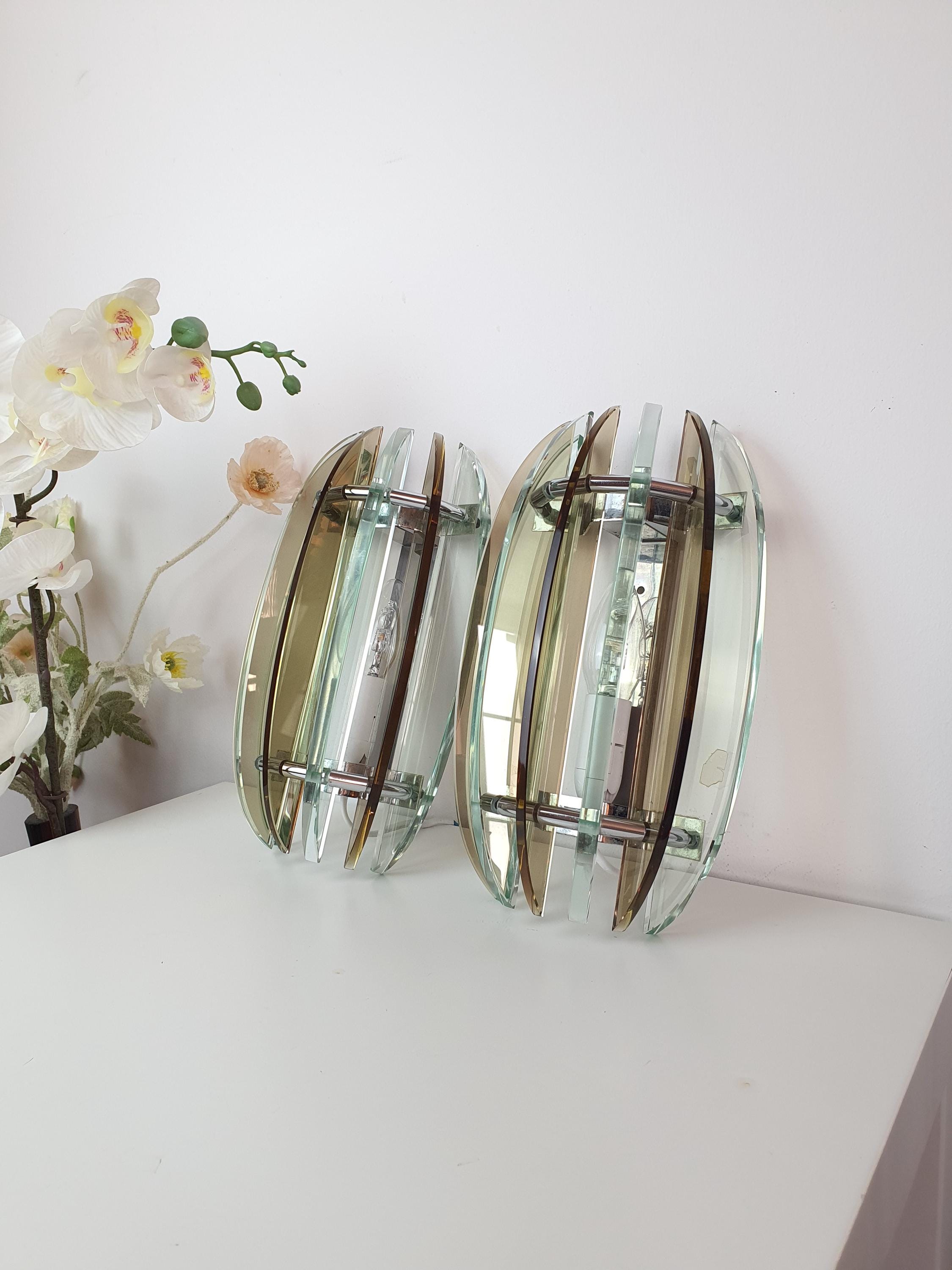 Veca UFO Glass Wall Sconces: Mid-Century Modern Italian Lighting