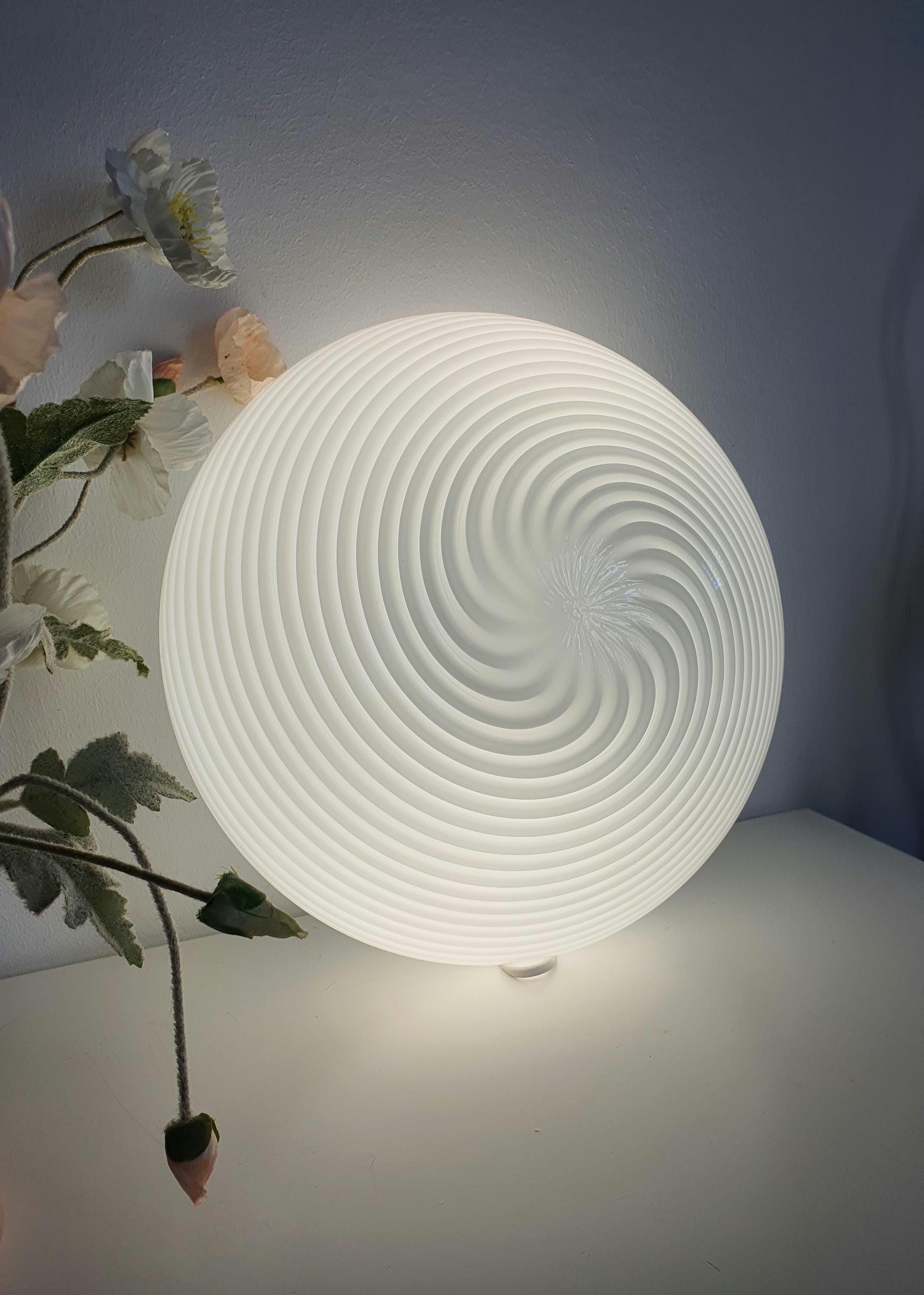 Vintage Murano Glass Swirl Flush Mount Light: Retro Italian Ceiling Lamp
