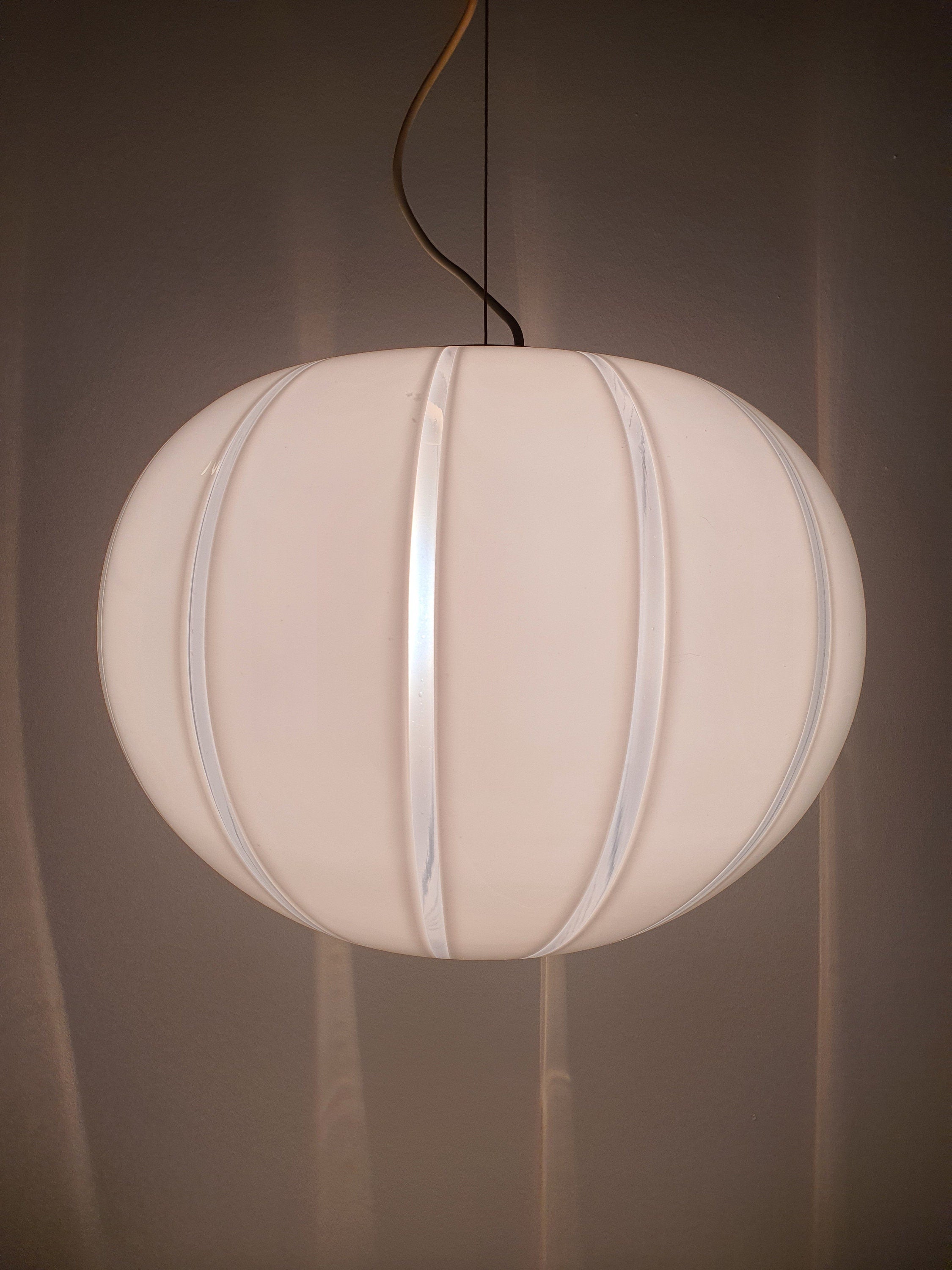 Vintage Murano Glass Swirl Pendant Lamp: Italian MCM Lighting
