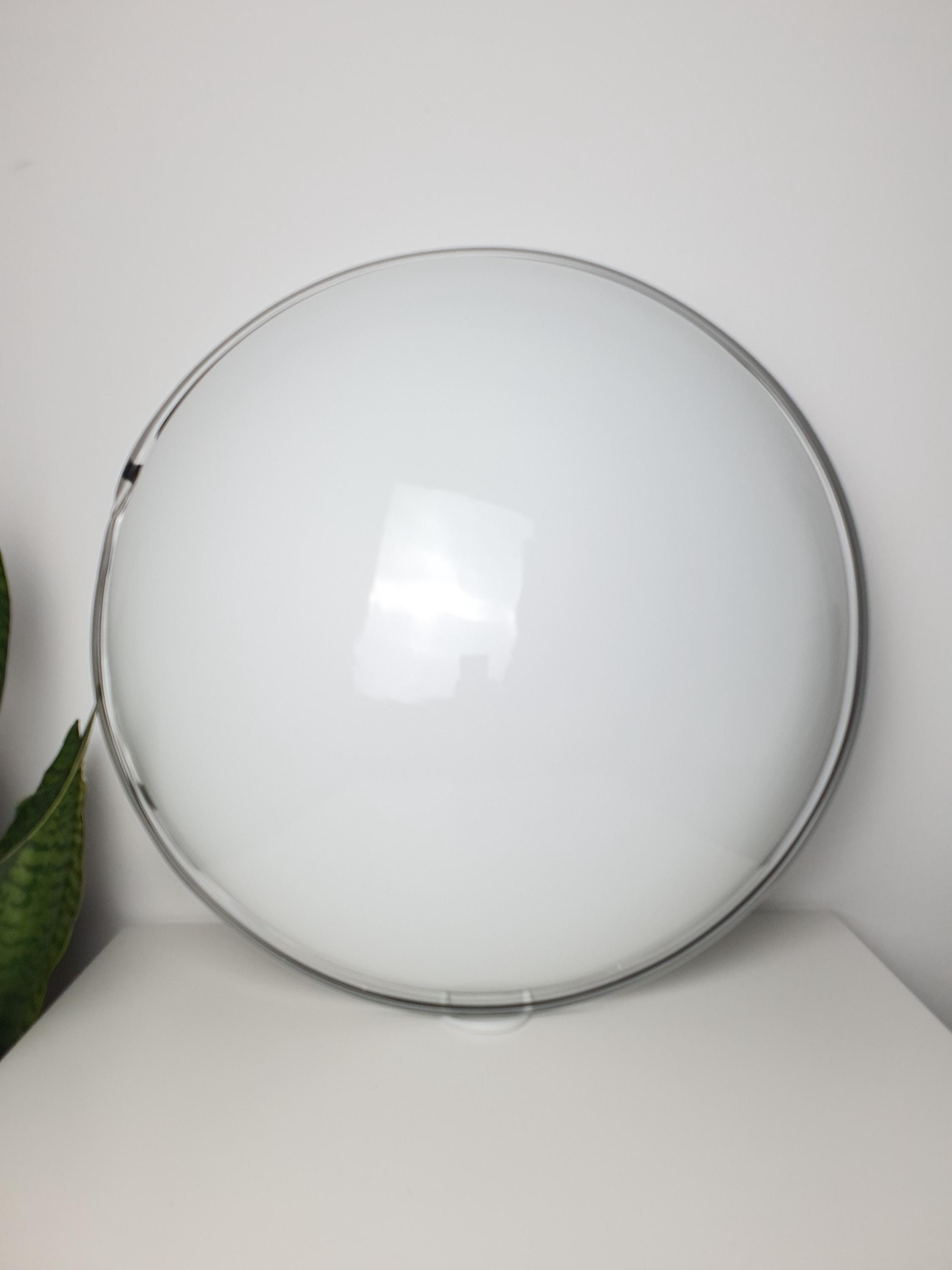 XL Murano Glass Flush Mount Light: Mid-Century Italian White & Black Ceiling Lamp