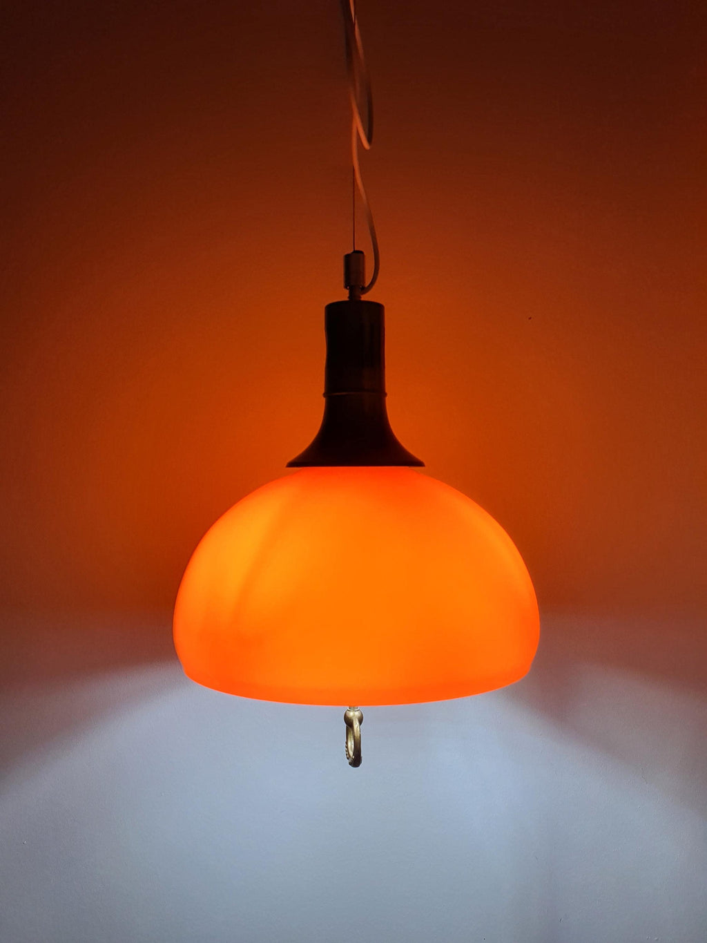 Vintage Italian Space Age Orange Kitchen Pendant Light Handcrafted Glass