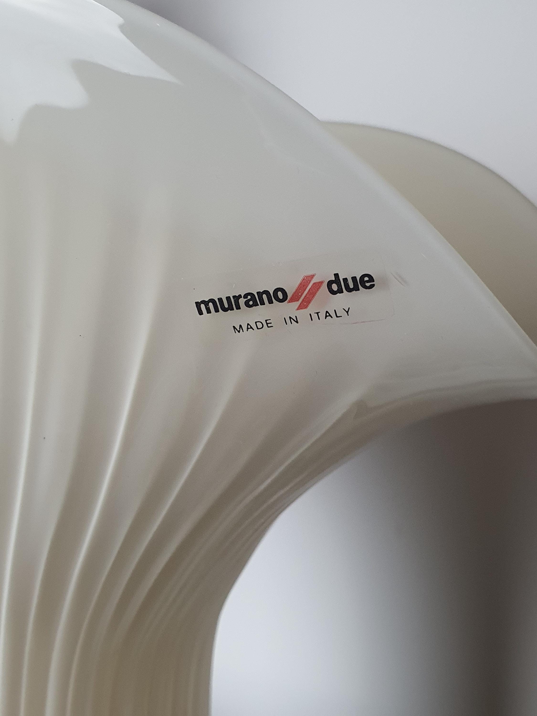 Vintage Murano Due Calla Lily Lamp: Beige Italian Glass Mid-Century Lighting