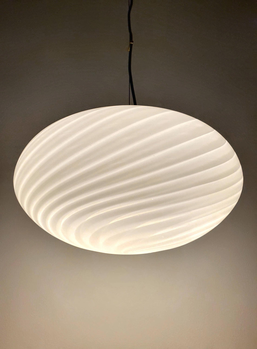 Murano Glass Globe Pendant Light: White Swirl, Handcrafted Italian Chandelier